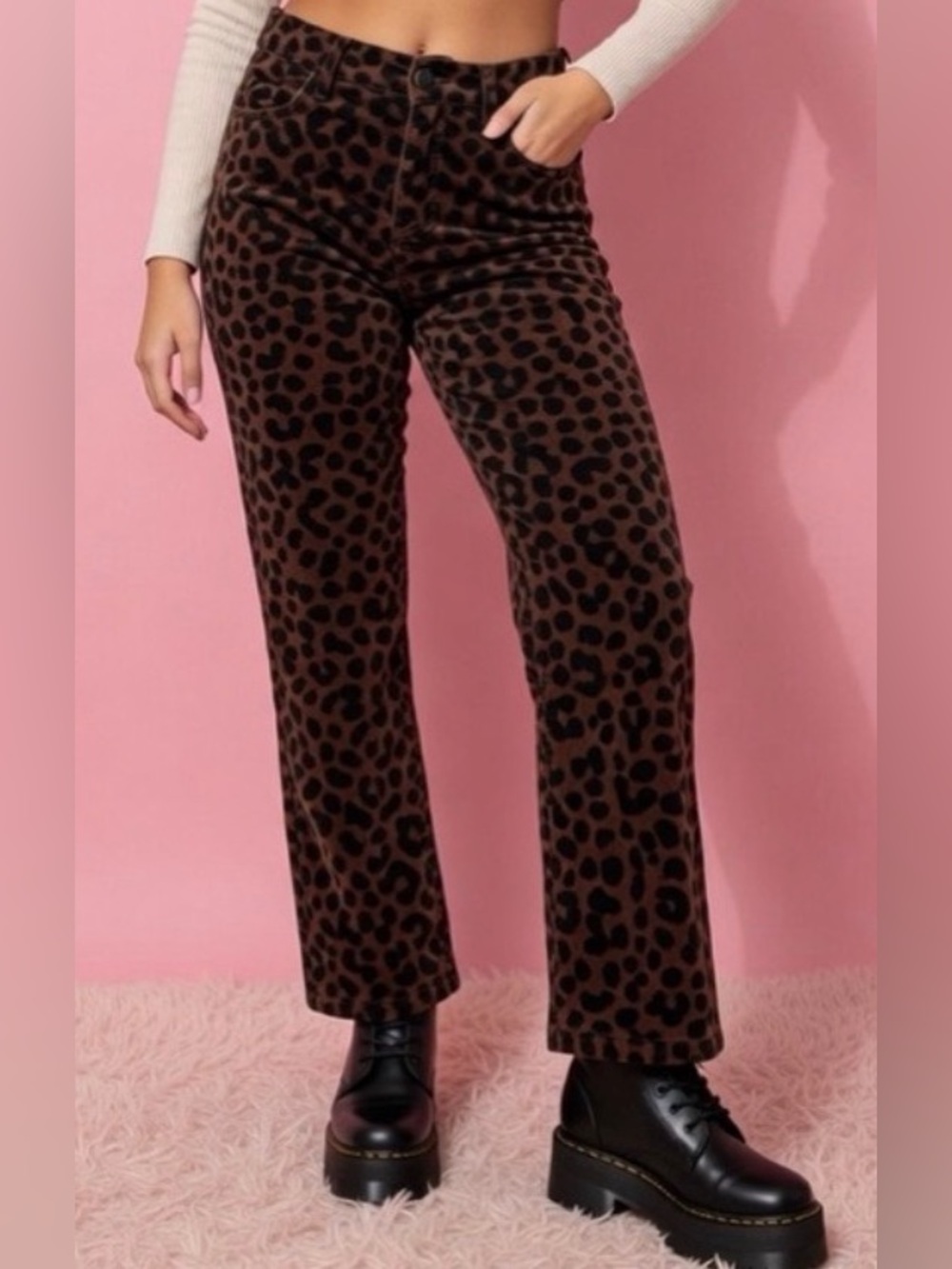 Ann Taylor Leopard Print High Rise Straight Leg Pants - Trendy Statement Style